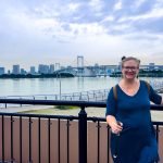 Woman with prosthetic leg at Tokyo Bay