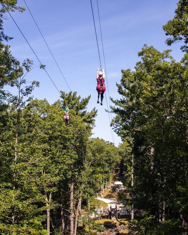 Woman with prosthetic leg goes ziplining with her daughter in Muskegon, Michigan